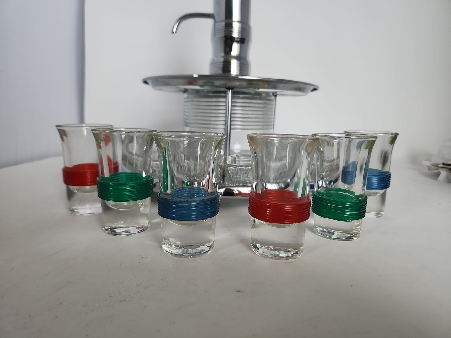 Vintage Mid Century Parker Sherman Pump Decanter Set w/6 shot glasses