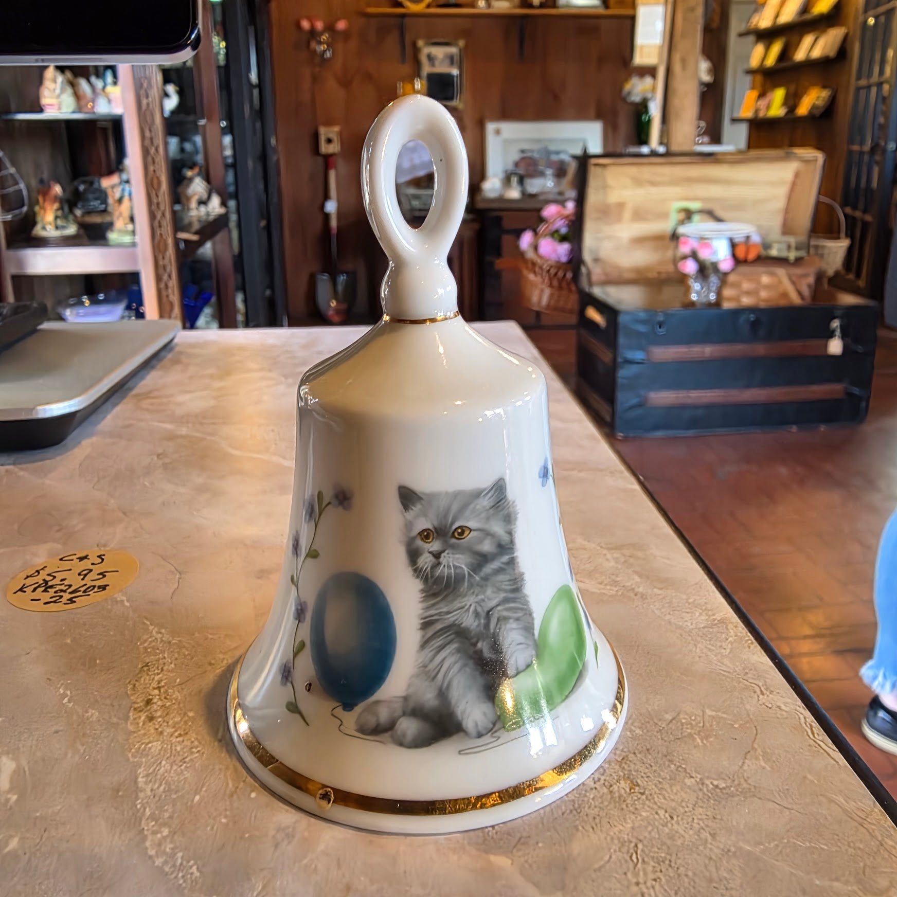 vintage Kyotoh bone china bell featuring kittens