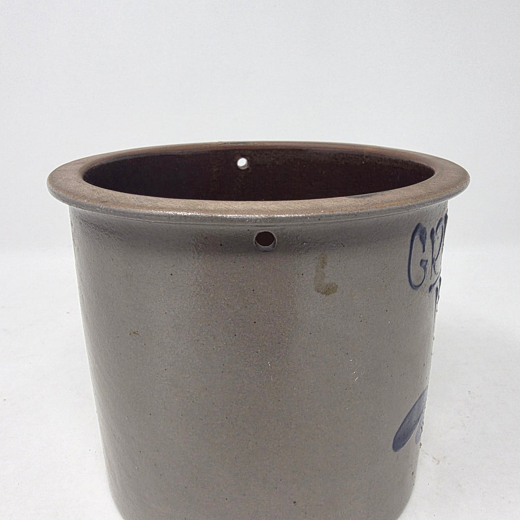 Vintage BBP Beaumont Brothers Salt Glaze Crock Grandma's Treats Blue Heart 1978