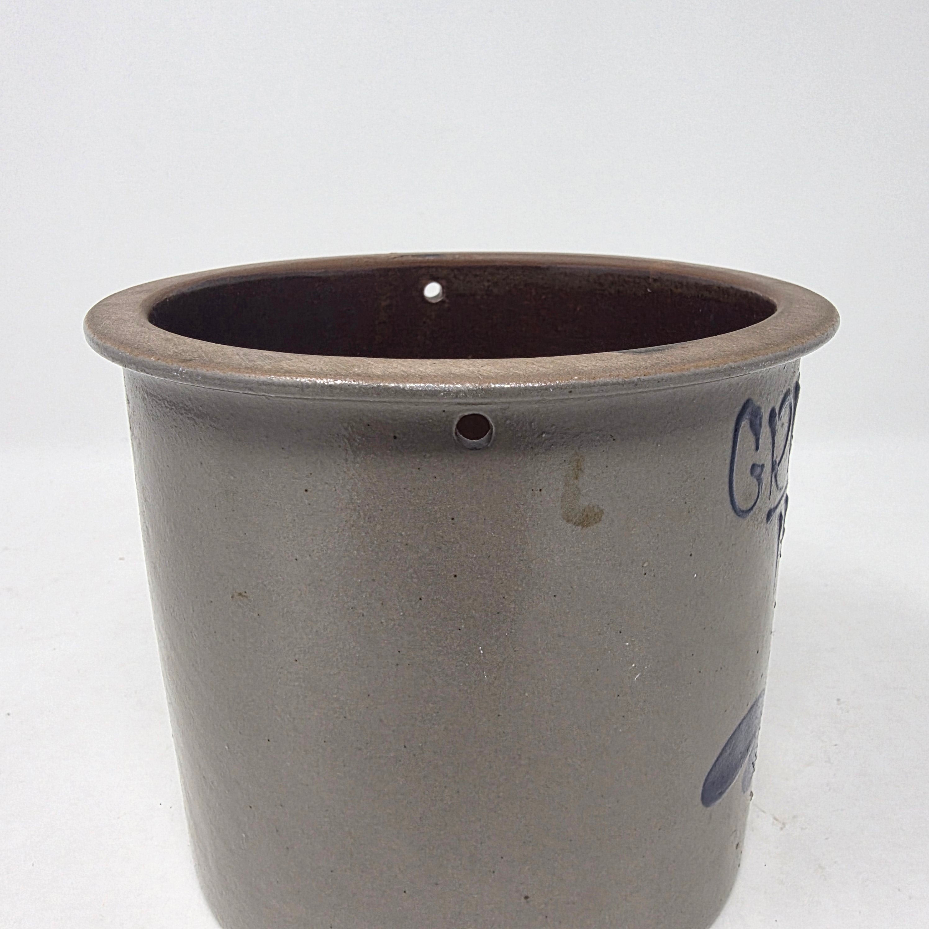 Vintage BBP Beaumont Brothers Salt Glaze Crock Grandma's Treats Blue Heart 1978