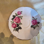 Vintage bone china cup & saucer made in England Pink Roses and gold trim
