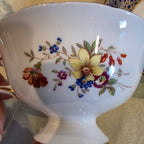 Vtg. Aynsley English Bone China cup & saucer - cobalt blue & heavy gold gilt filigree- floral interior