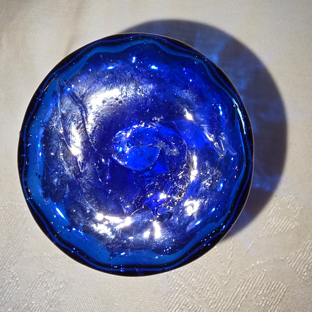 Hand Blown art glass mini pitcher/ creamer/ vase cobalt