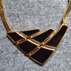 Trifari gold tone and black choker