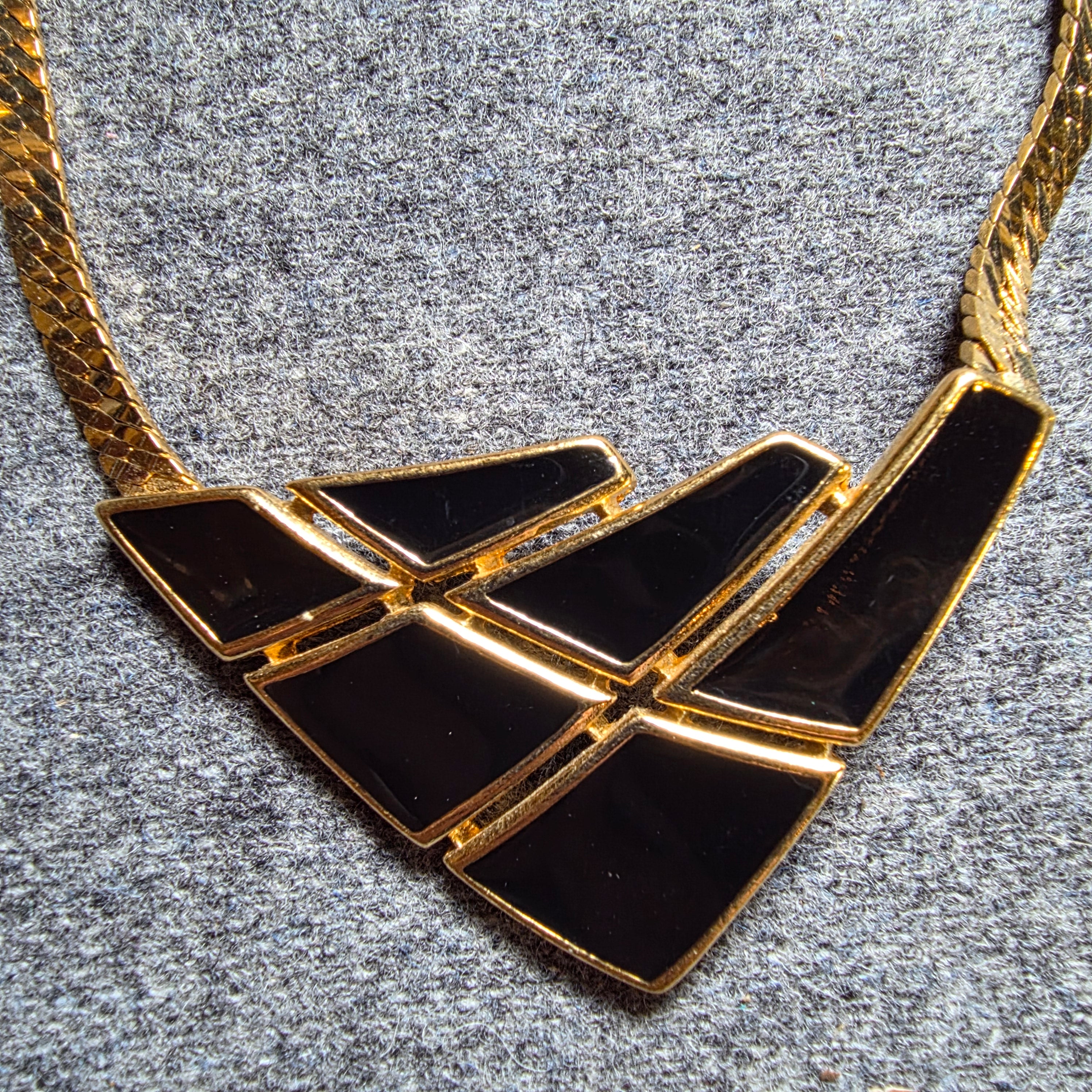 Trifari gold tone and black choker