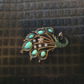 Vintage Style Gold Tone Peacock Brooch Pin