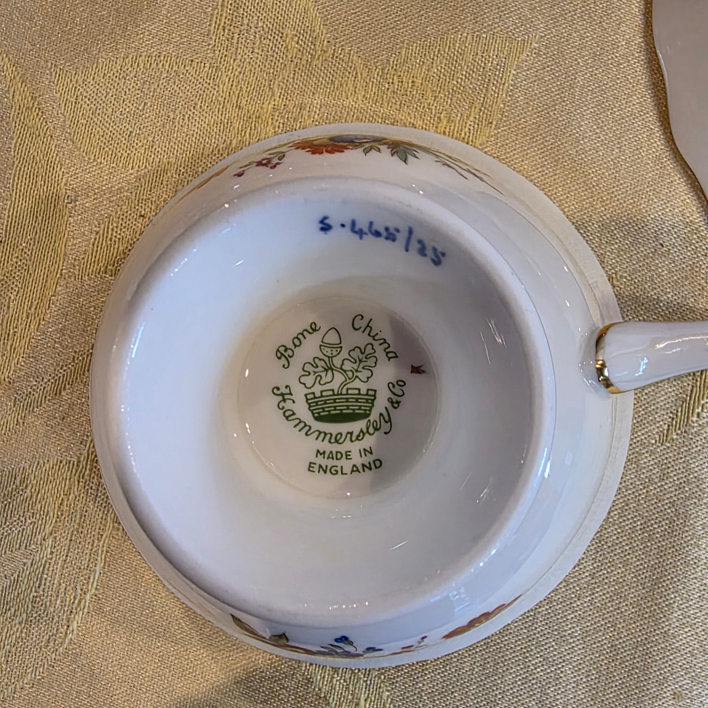 Vtg. Aynsley English Bone China cup & saucer - cobalt blue & heavy gold gilt filigree- floral interior