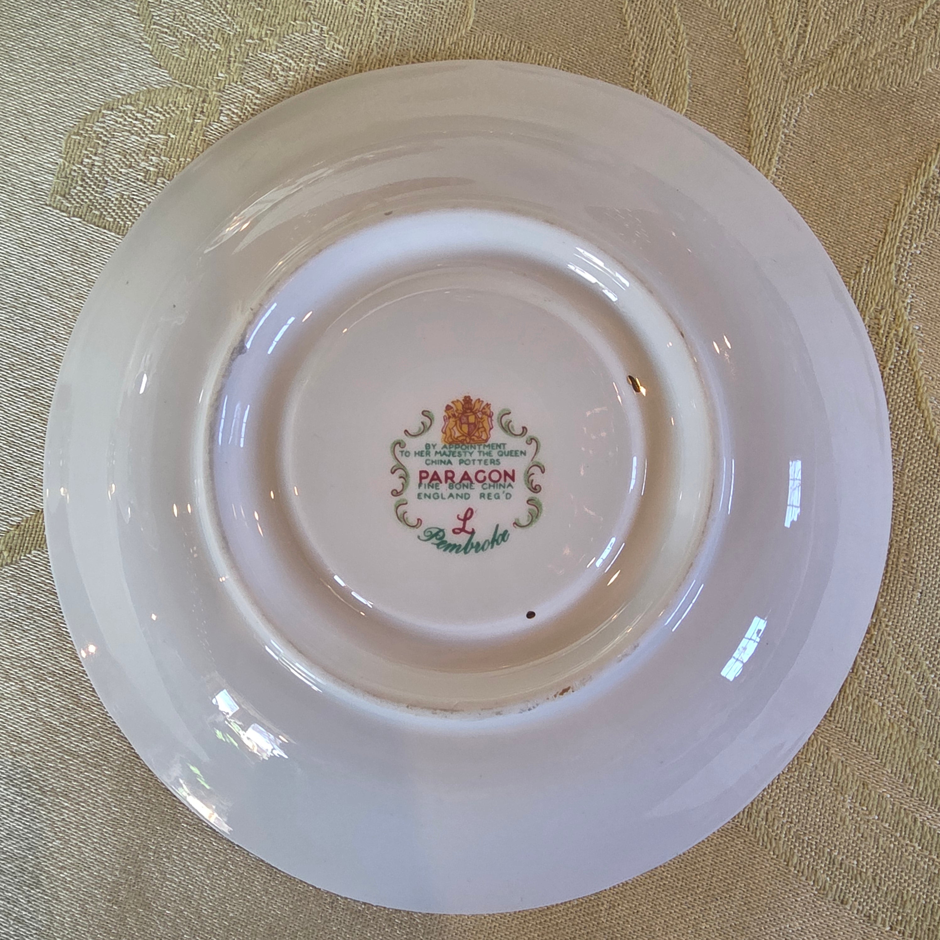 Paragon Pembroke F Black & Gold Cup and Saucer – Pink Floral Center, Vintage Bone China England, Heavy Gilt