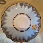 Vintage Regency Bone China cup & saucer gold filigree lace, light blue England