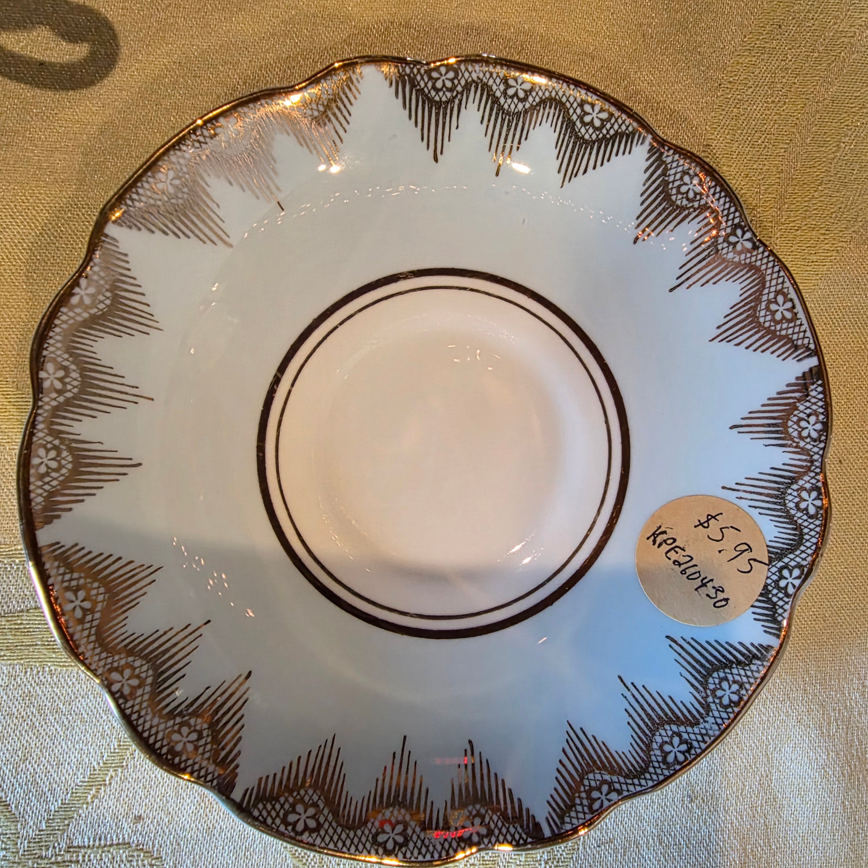 Vintage Regency Bone China cup & saucer gold filigree lace, light blue England