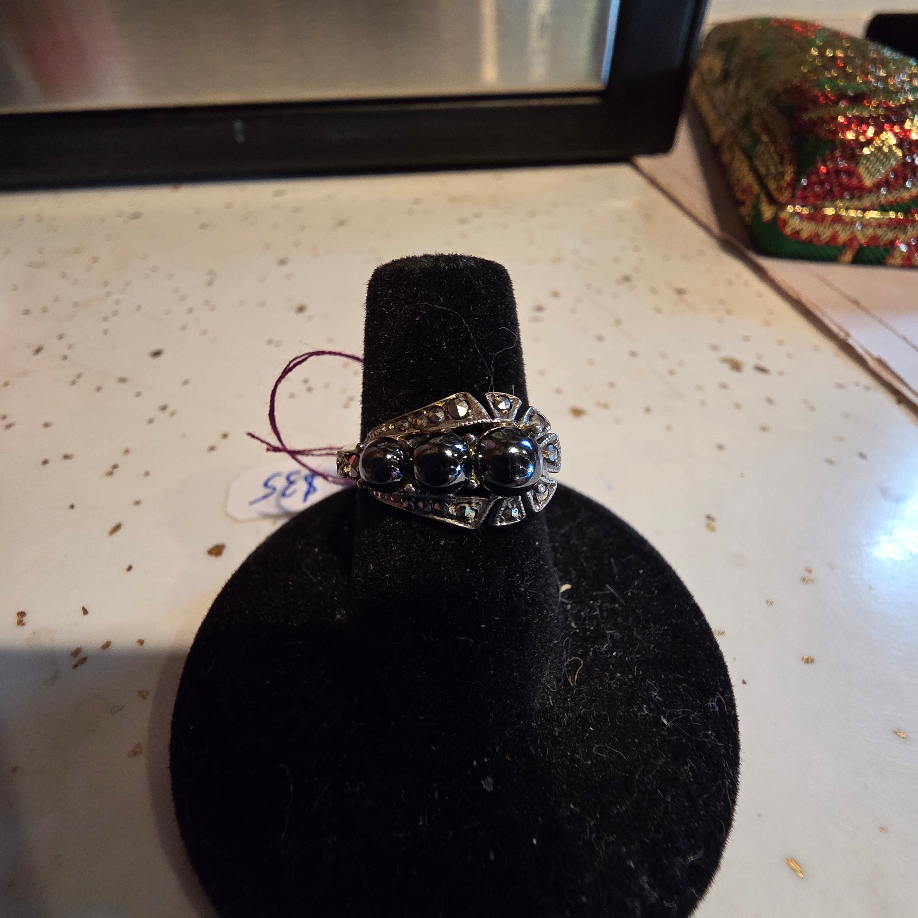 Sterling, Onyx,  marcasite ring