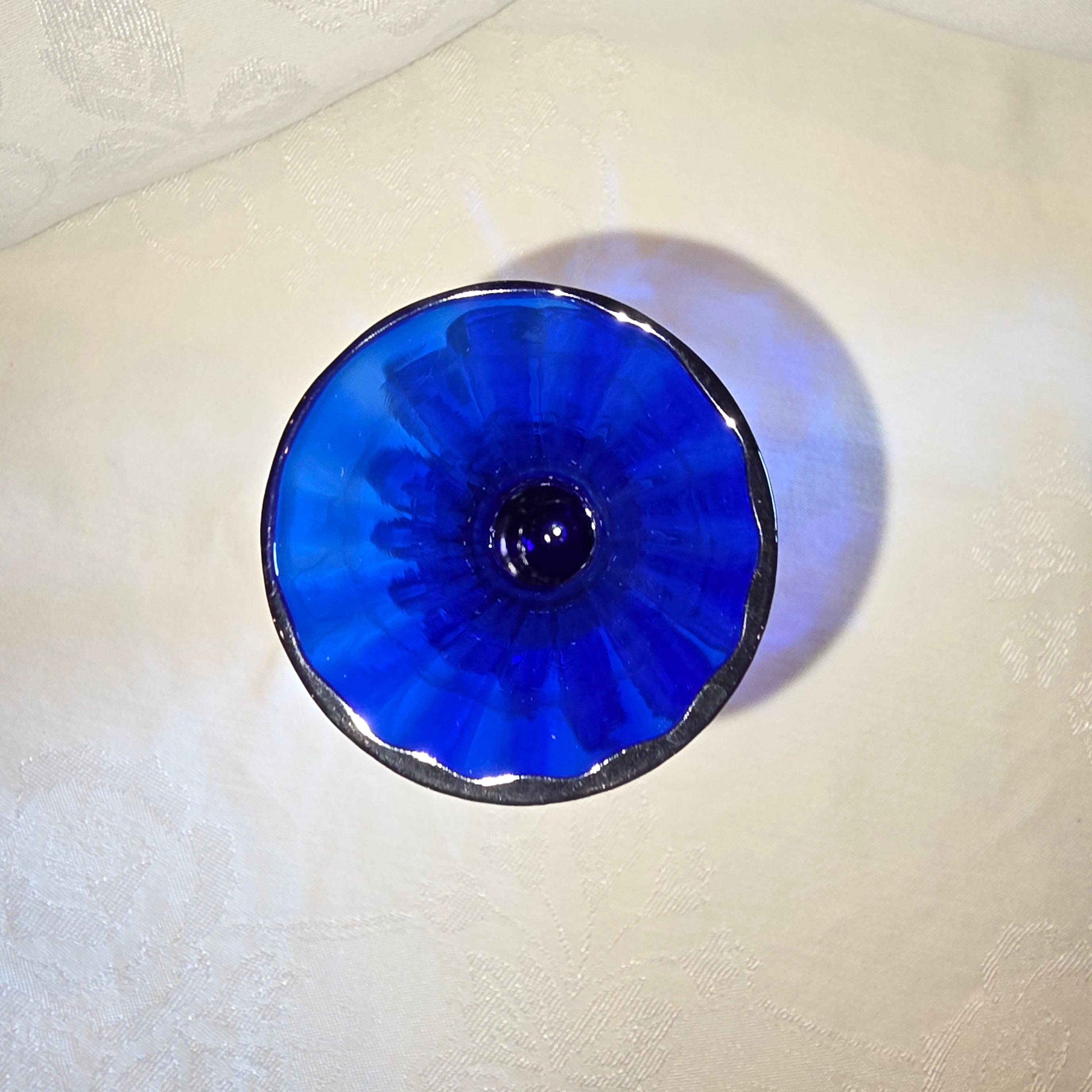 Cobalt Blue Fluted Bud Vase
