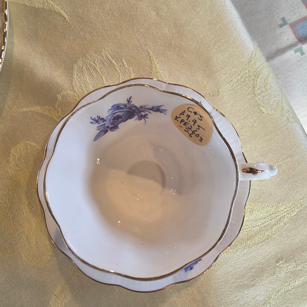 Vintage Royal Albert Blue Flowers Fine Bone China Tea Cup & Saucer Set, Made in England