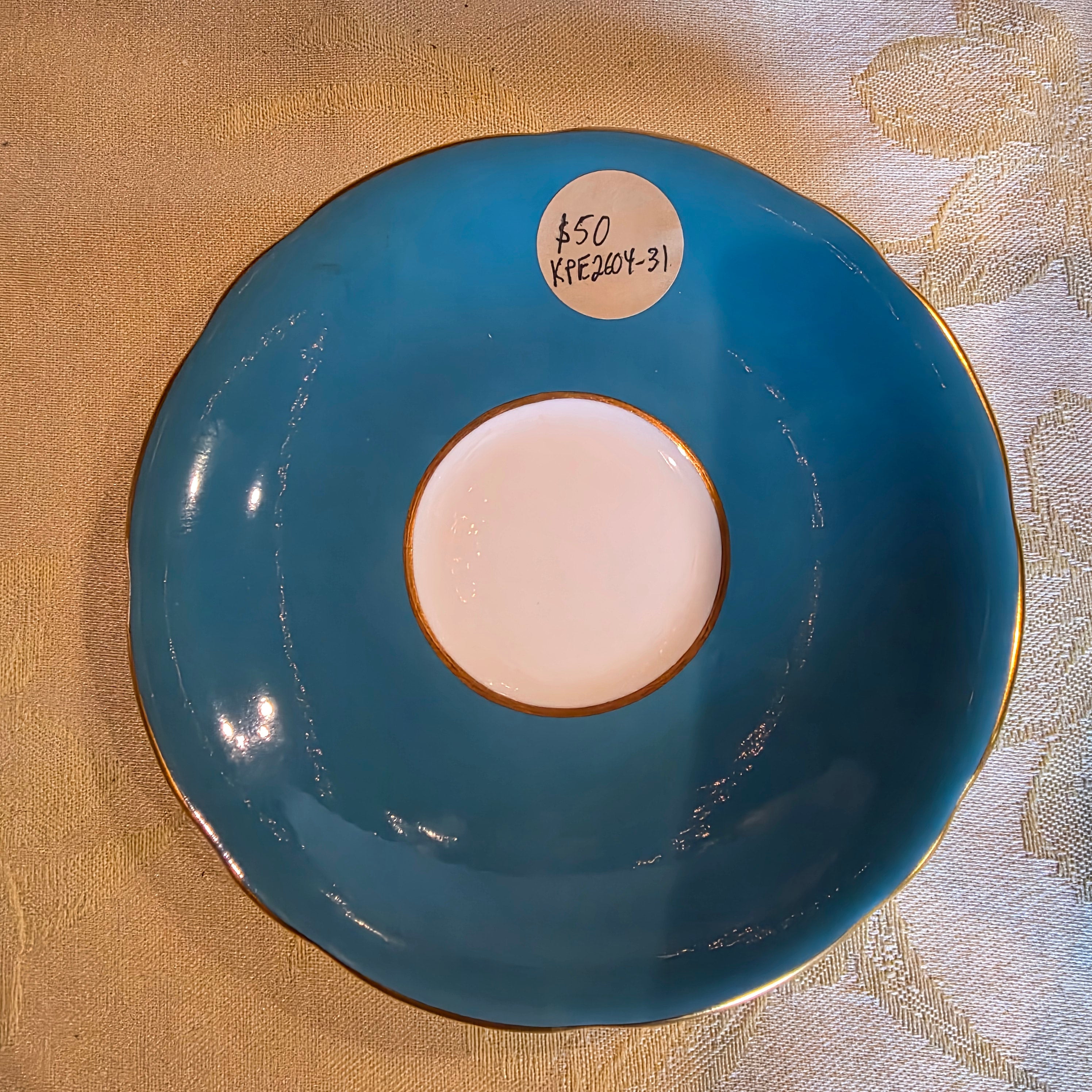 Vintage Aynsley Turquoise & Golden Wheat Fine Bone China Teacup Set