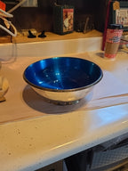 Denmark Silverplate & blue enamel bowl