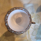 Vintage Regency Bone China cup & saucer gold filigree lace, light blue England