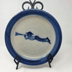 Vintage Rowe Pottery Salt Glaze Plate Boy with Horn Lore Larson Art 9"