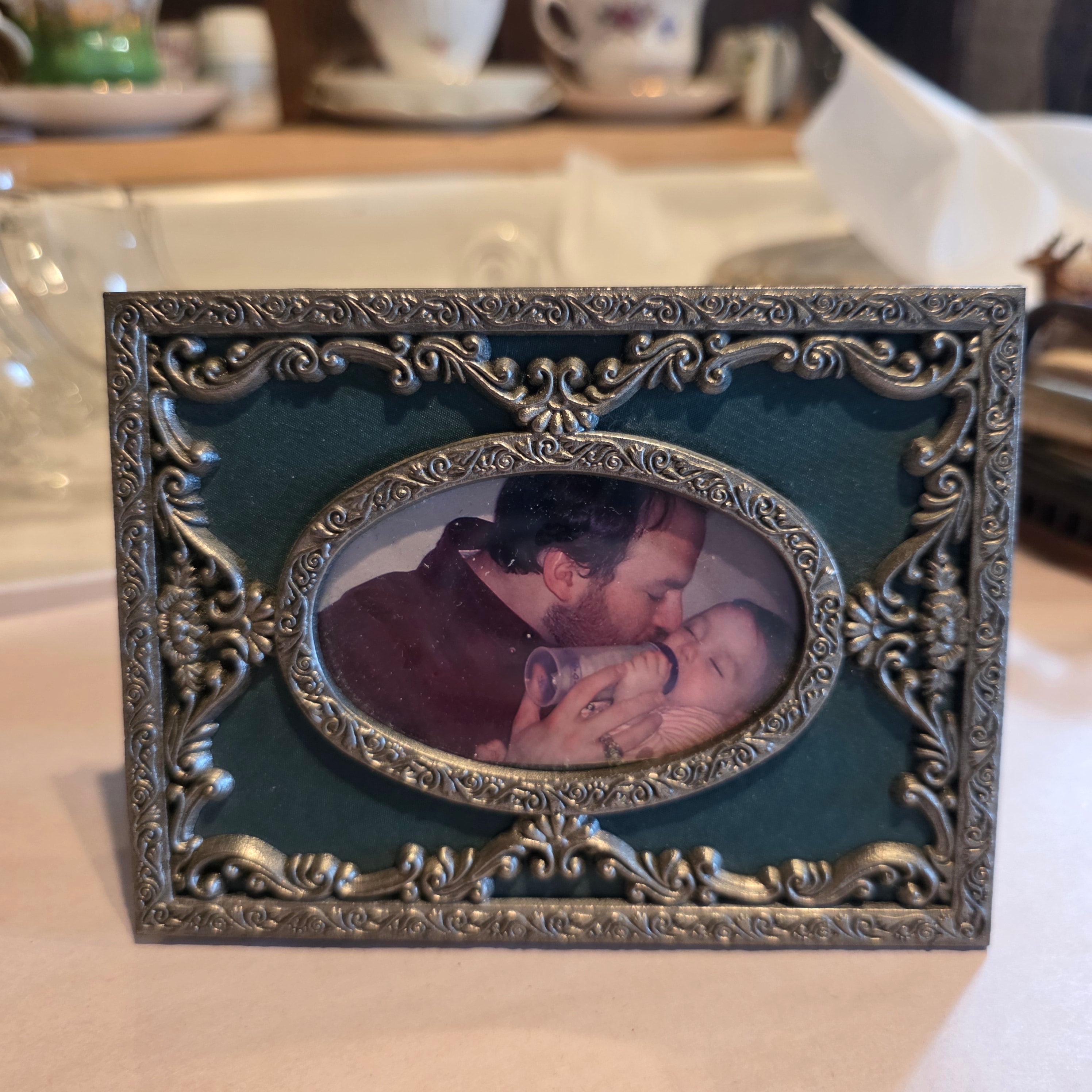 Pewter & green small picture frame