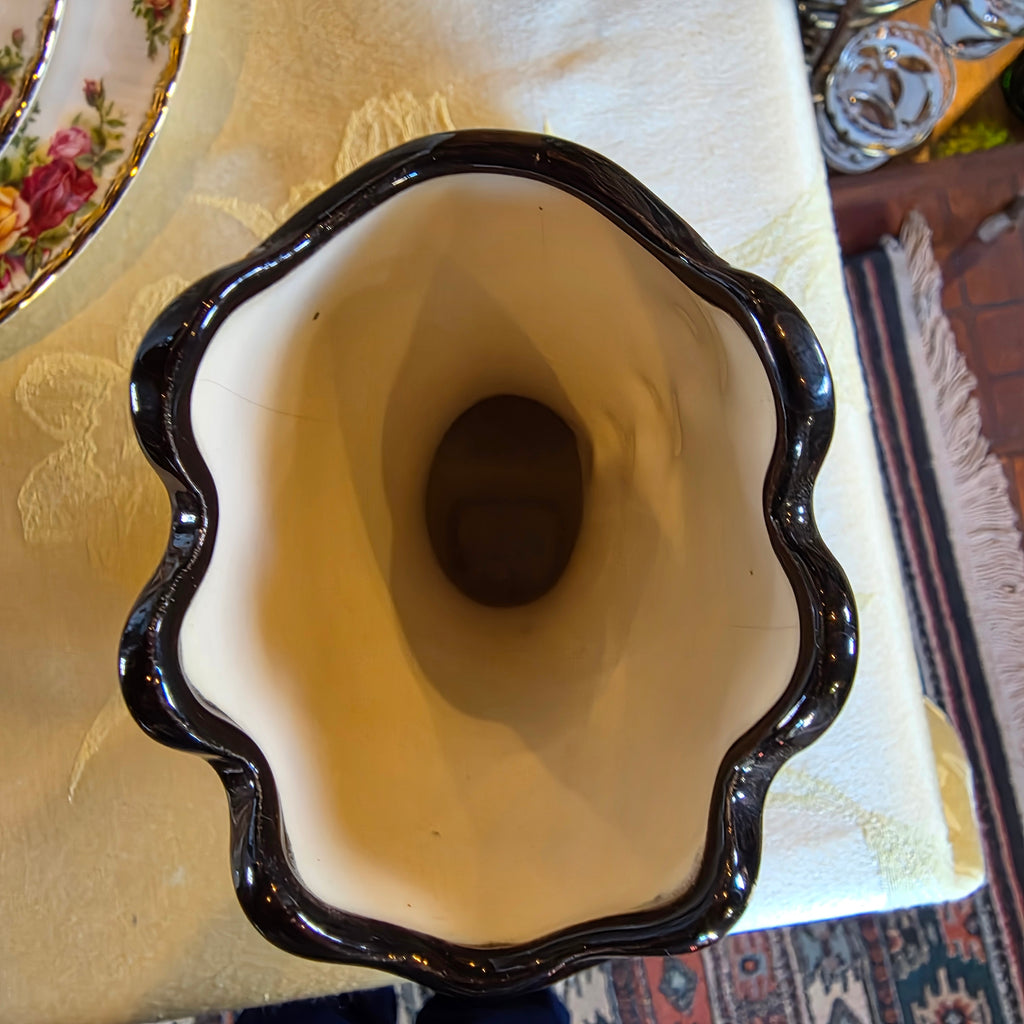 Black ceramic shoe vase
