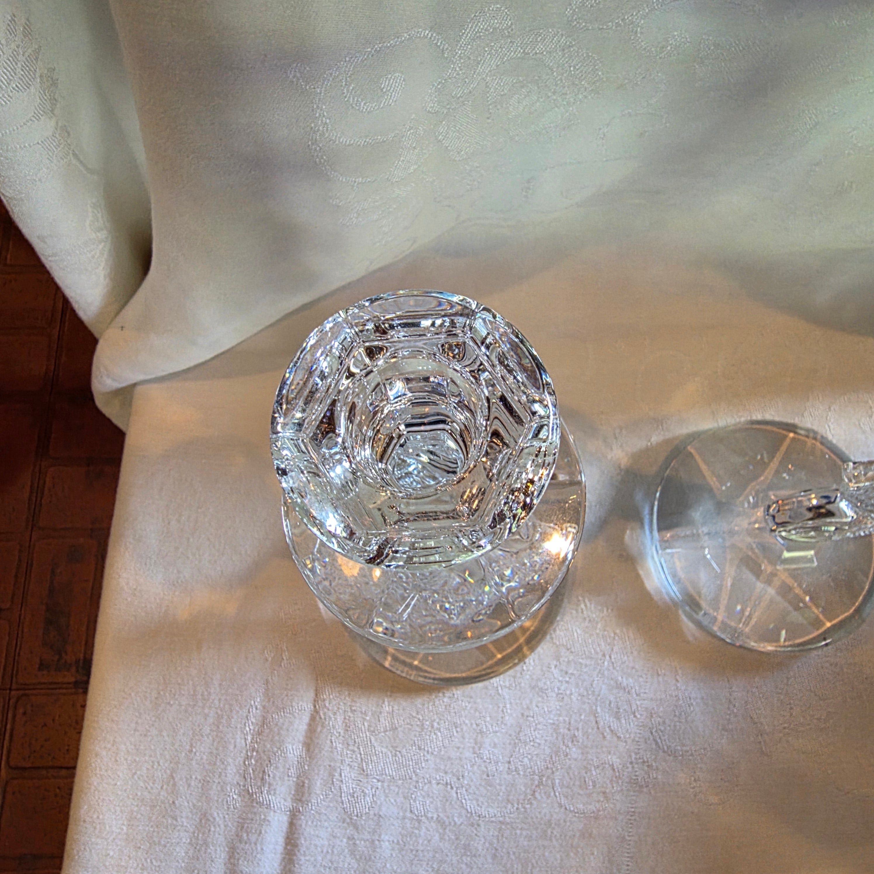 Waterford Crystal Seahorse Candlestick Holders 11.5" Pair Oceania Figural Signed