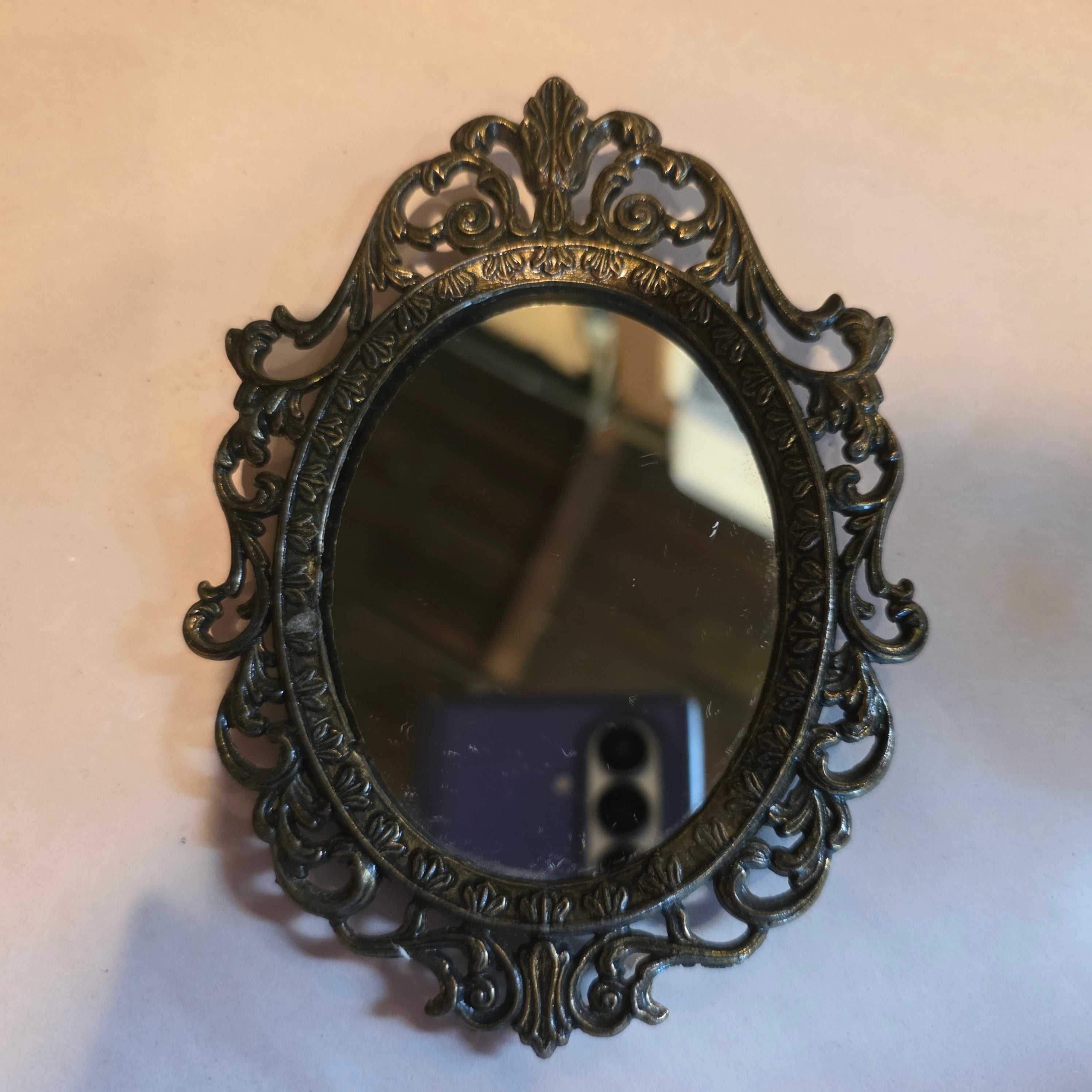 Ornate Bronze(?) mirror made in Italy