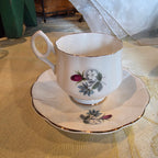 Vintage bone china cup & saucer made in England Floral Pattern and gold trim