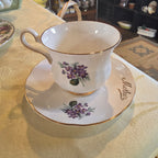 Royal Grafton Mother's Day Teacup & Saucer, Violets, Bone China