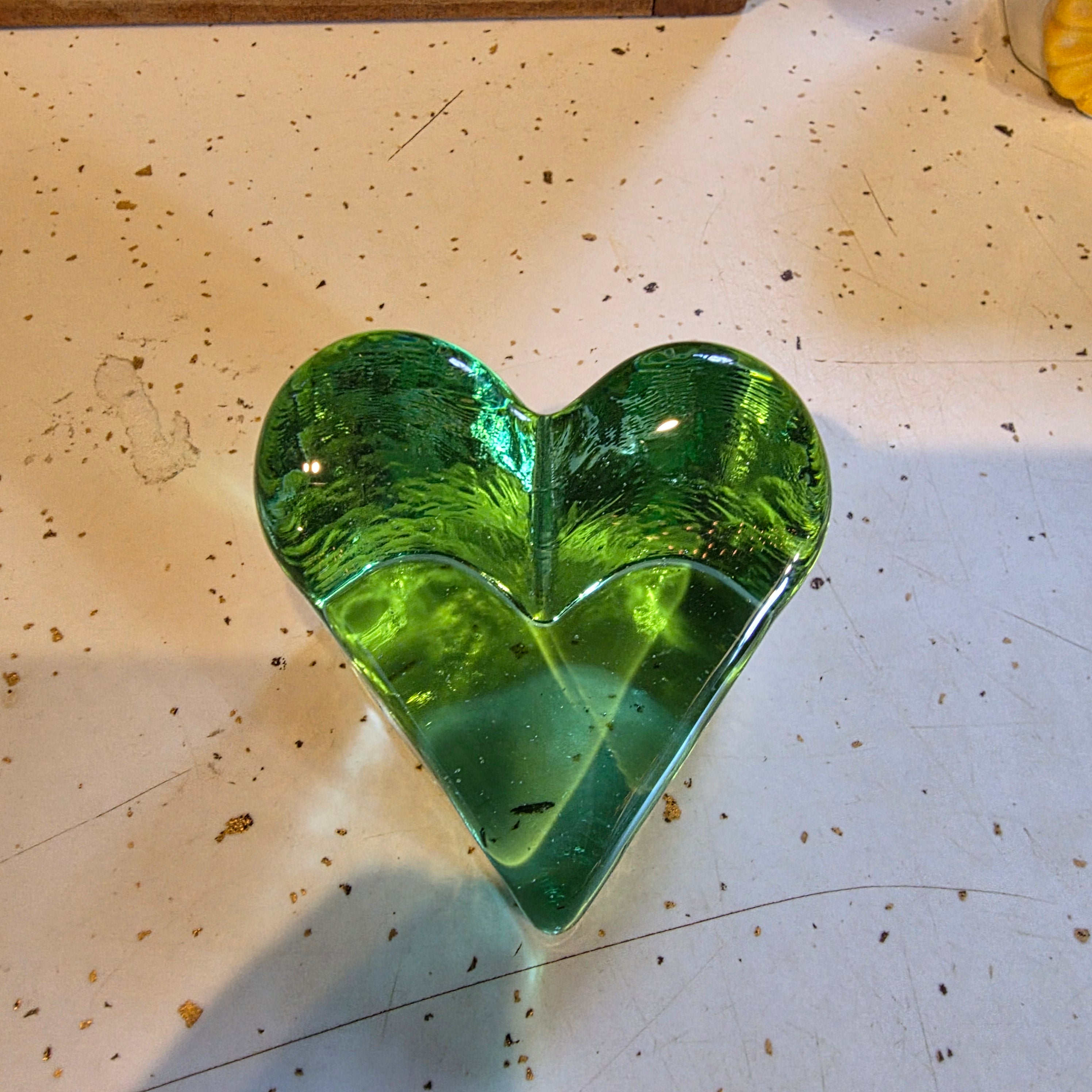 Fire and Light Recycled Glass Heart Paper weight