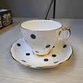 Vintage Royal Vale Black Polka Dot Bone China Teacup & Saucer Set | Elegant Gold Trim Afternoon Tea