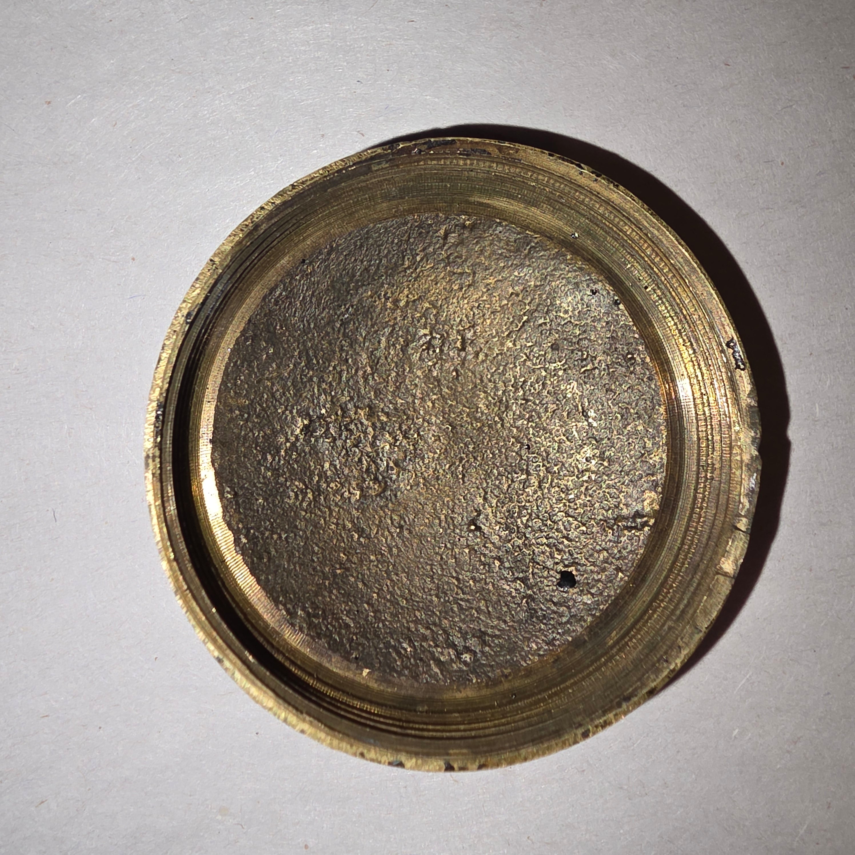 Antique 19thC Mughal Indo Persian Brass Pilgrim Flask Canteen Hand Cut Screw Top