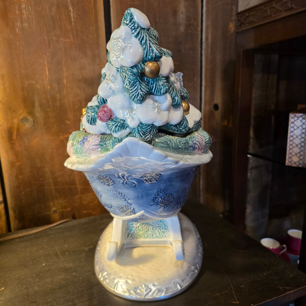 Fitz & Floyd Crystal Winter Sleigh cookie jar