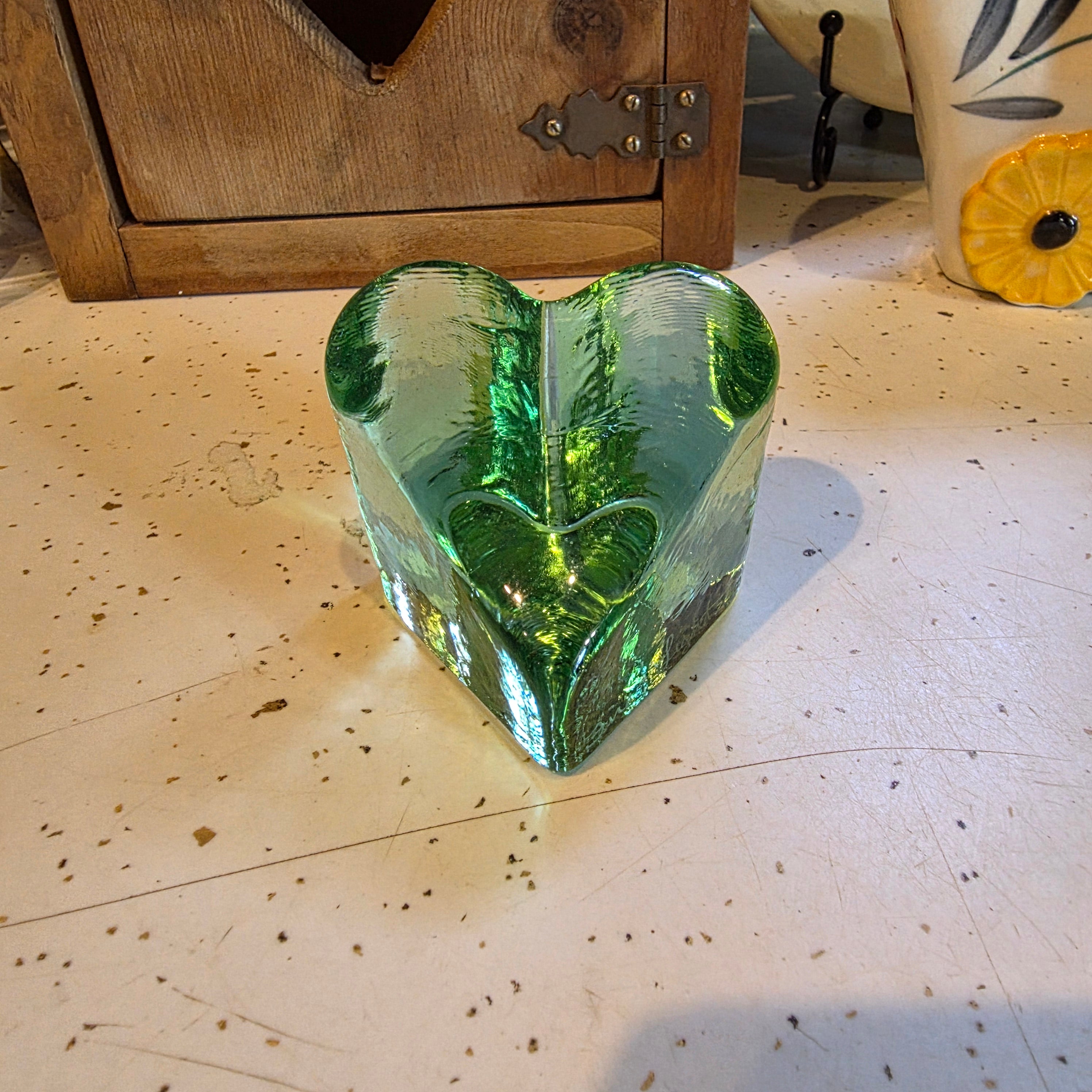 Fire and Light Recycled Glass Heart Paper weight