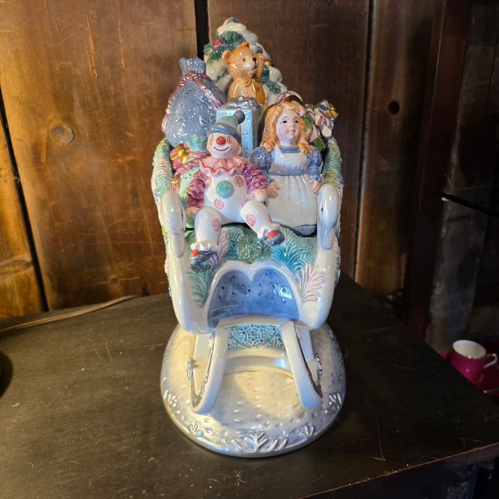 Fitz & Floyd Crystal Winter Sleigh cookie jar