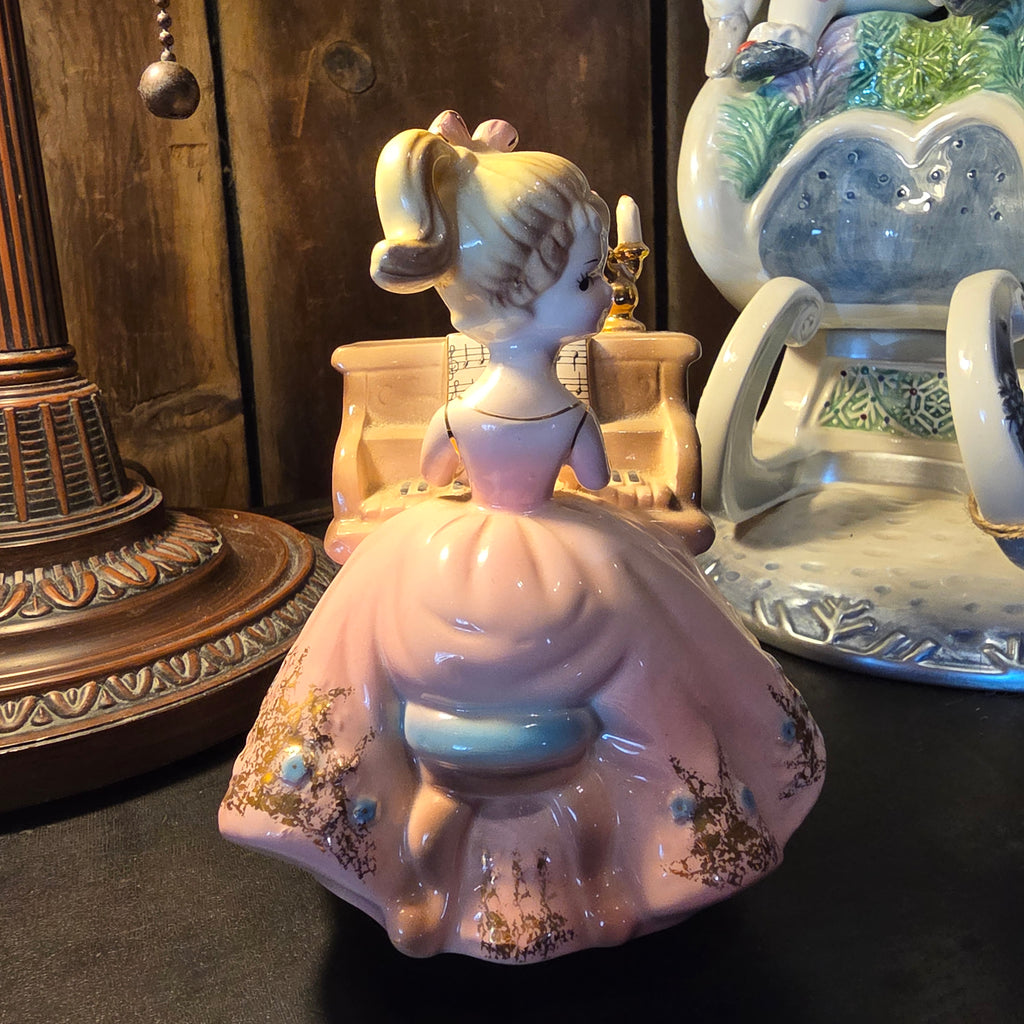 Vintage Josef Originals "Tammy" Revolving Music Box Figurine | Girl Playing Piano Collectible
