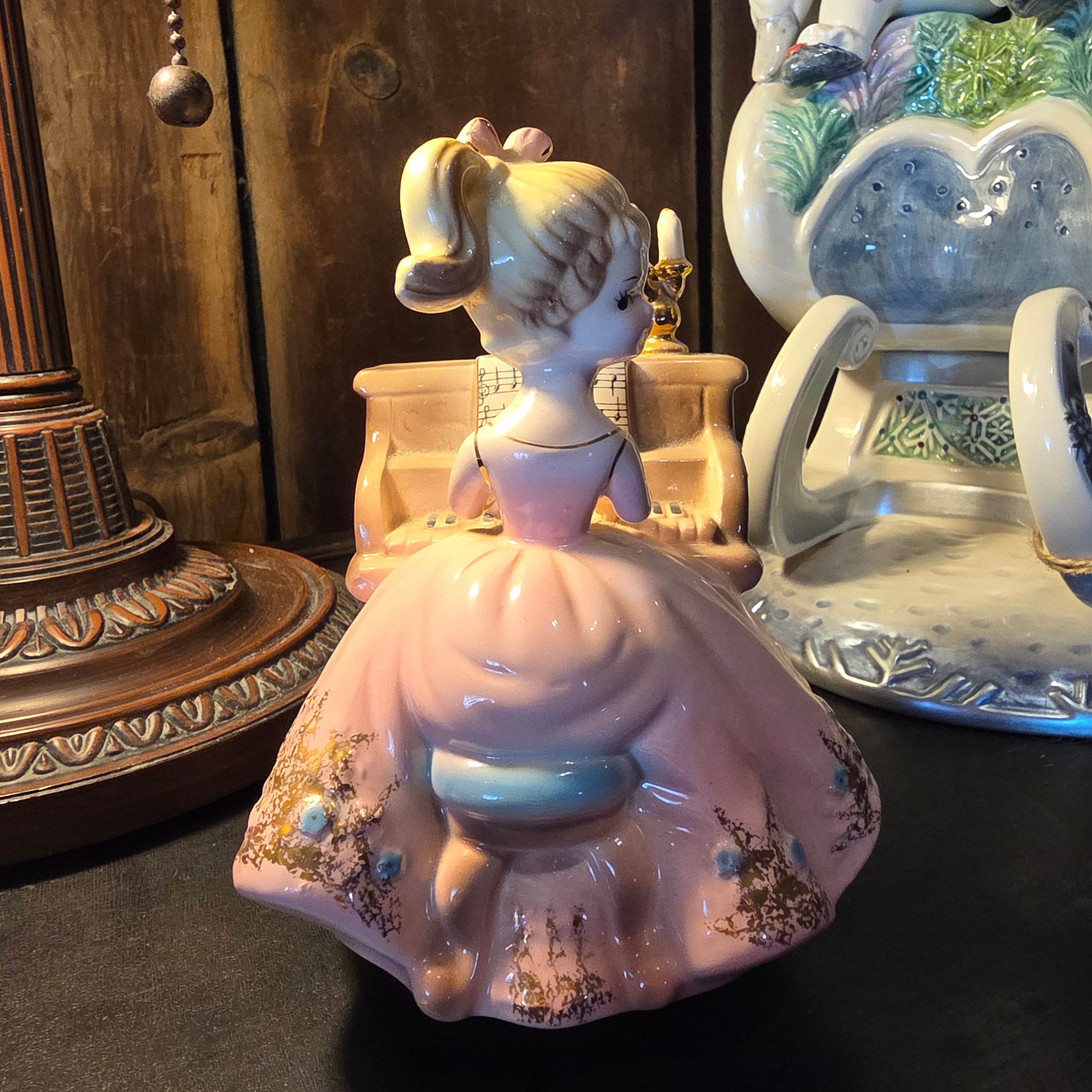 Vintage Josef Originals "Tammy" Revolving Music Box Figurine | Girl Playing Piano Collectible