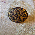 Vintage Spanish Damascene Oval Brooch – Geometric Floral Toledo Ware Pin