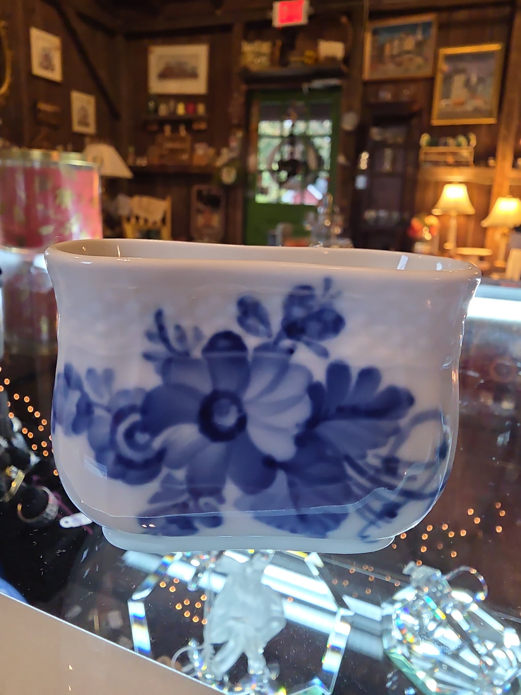 Vintage Royal Copenhagen Blue Flower Curved Toothpick Holder 10/1801 Denmark 1968