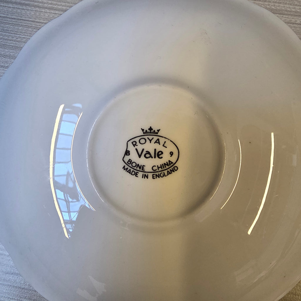 Vintage Royal Vale Black Polka Dot Bone China Teacup & Saucer Set | Elegant Gold Trim Afternoon Tea