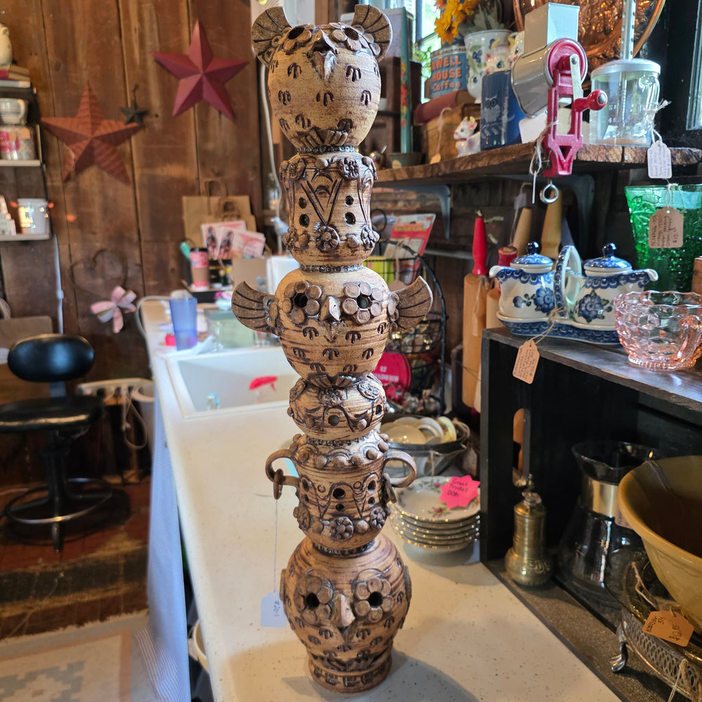 Peeler Pottery Owl Totem Pole