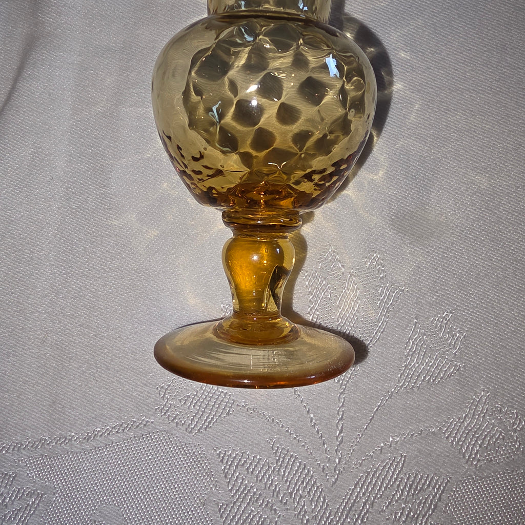 Amber blown glass mini bud vase