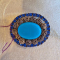 Vintage Faux Turquoise & Blue Rhinestone Gold Filigree Brooch