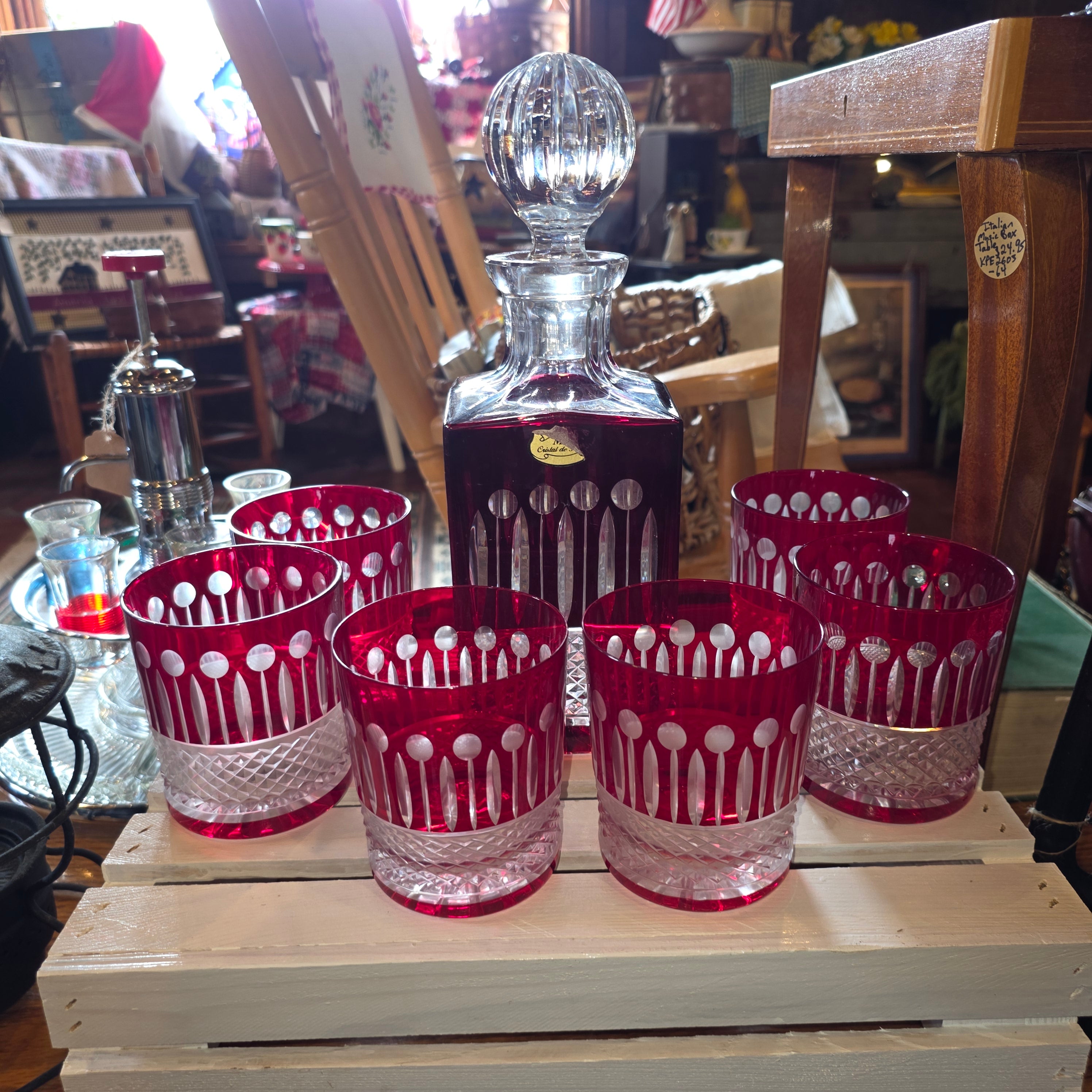 Ajka Faberge Xenia ruby red decanter