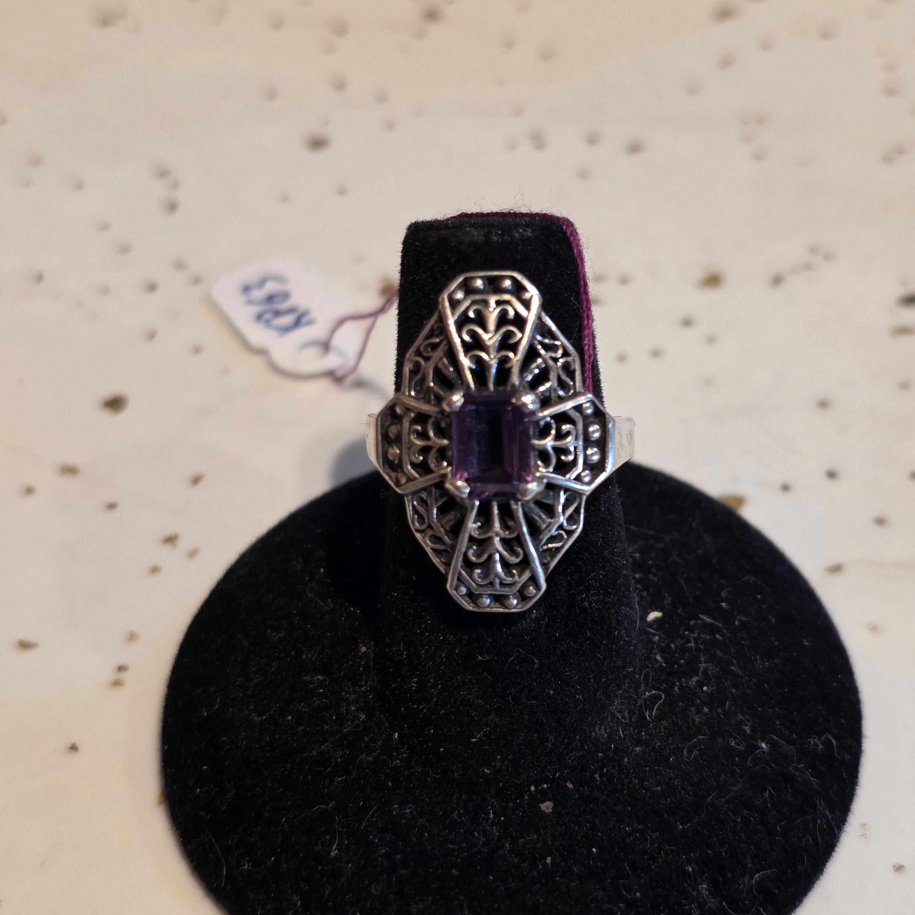 Amethyst filigree ring