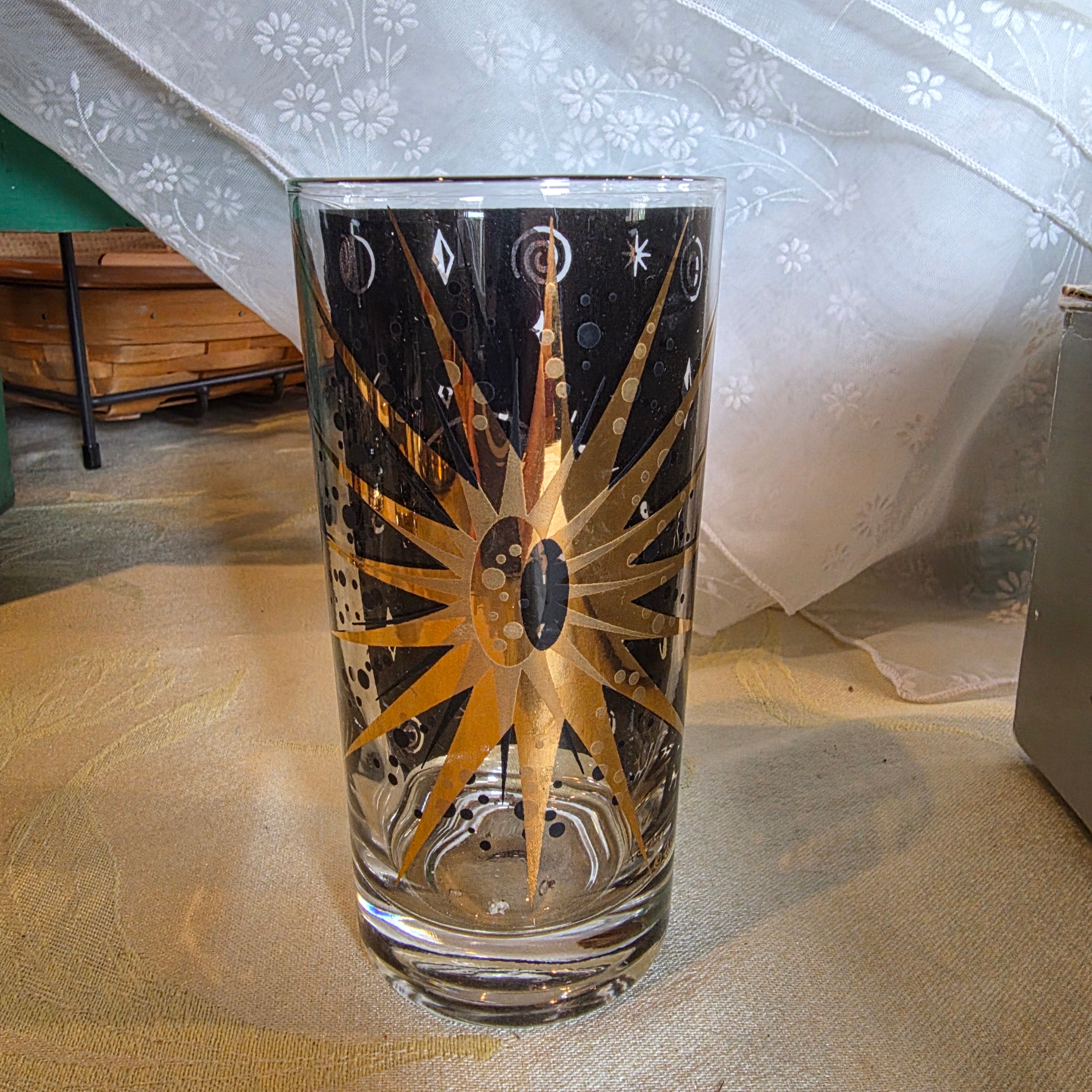 Fred Press Atomic Sunburst highballs set of 7