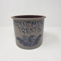 Vintage BBP Beaumont Brothers Salt Glaze Crock Grandma's Treats Blue Heart 1978