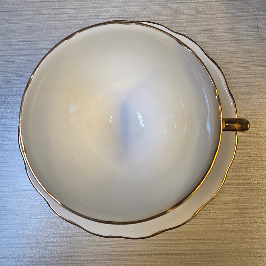 Vintage Royal Vale Black Polka Dot Bone China Teacup & Saucer Set | Elegant Gold Trim Afternoon Tea
