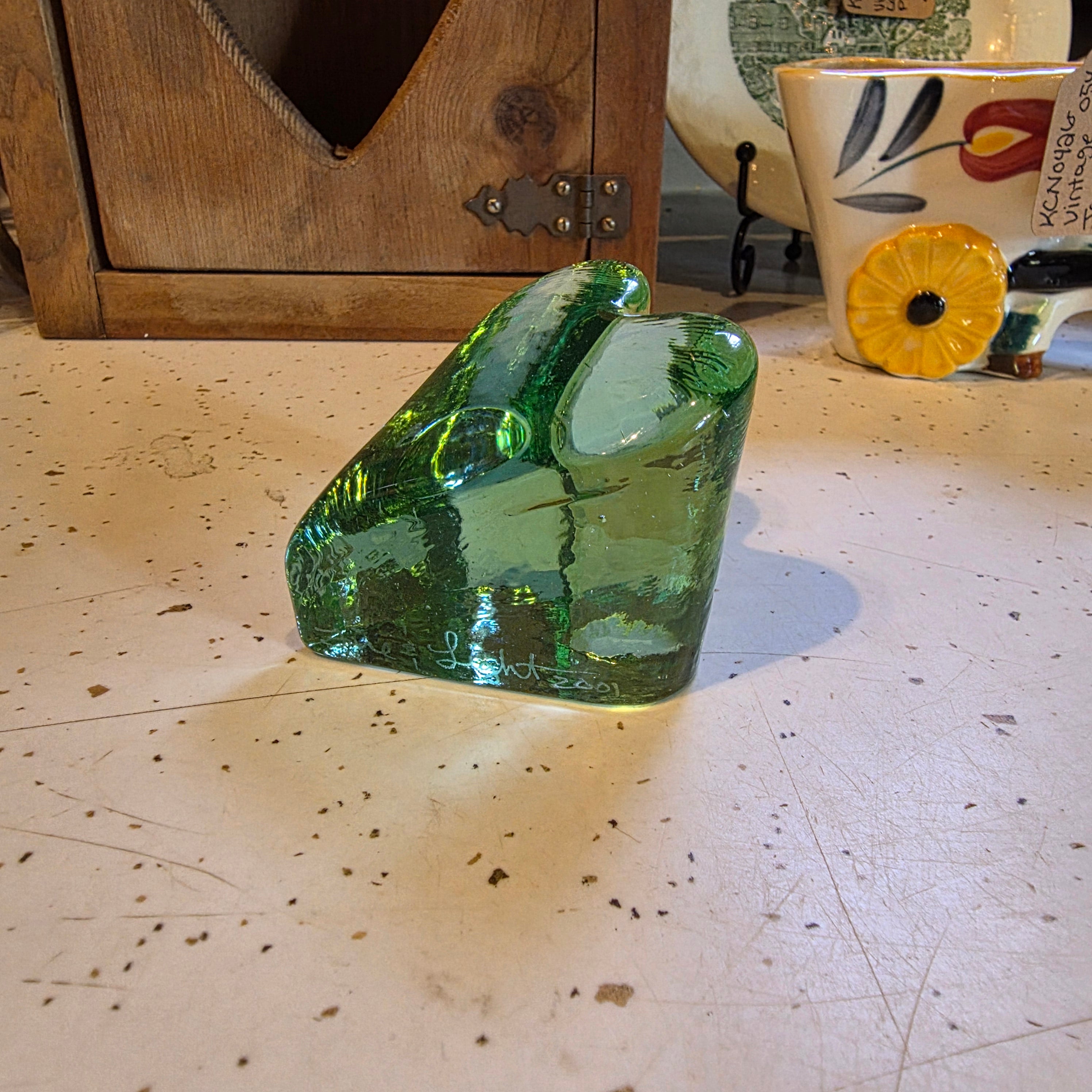 Fire and Light Recycled Glass Heart Paper weight