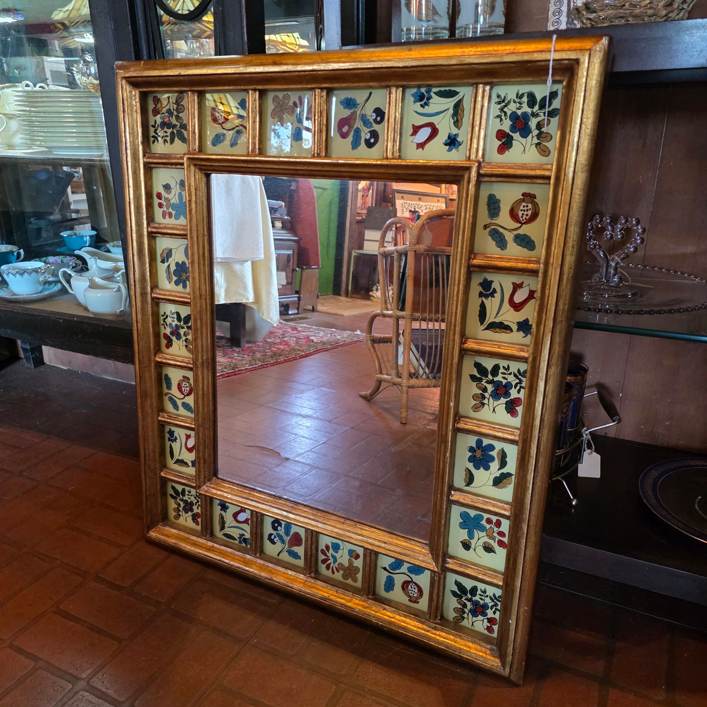 Spanish Talavera Folk Art Wall Mirror