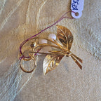 Vintage Mid-Century Gold-Tone Moonglow Lucite Grape Cluster Brooch