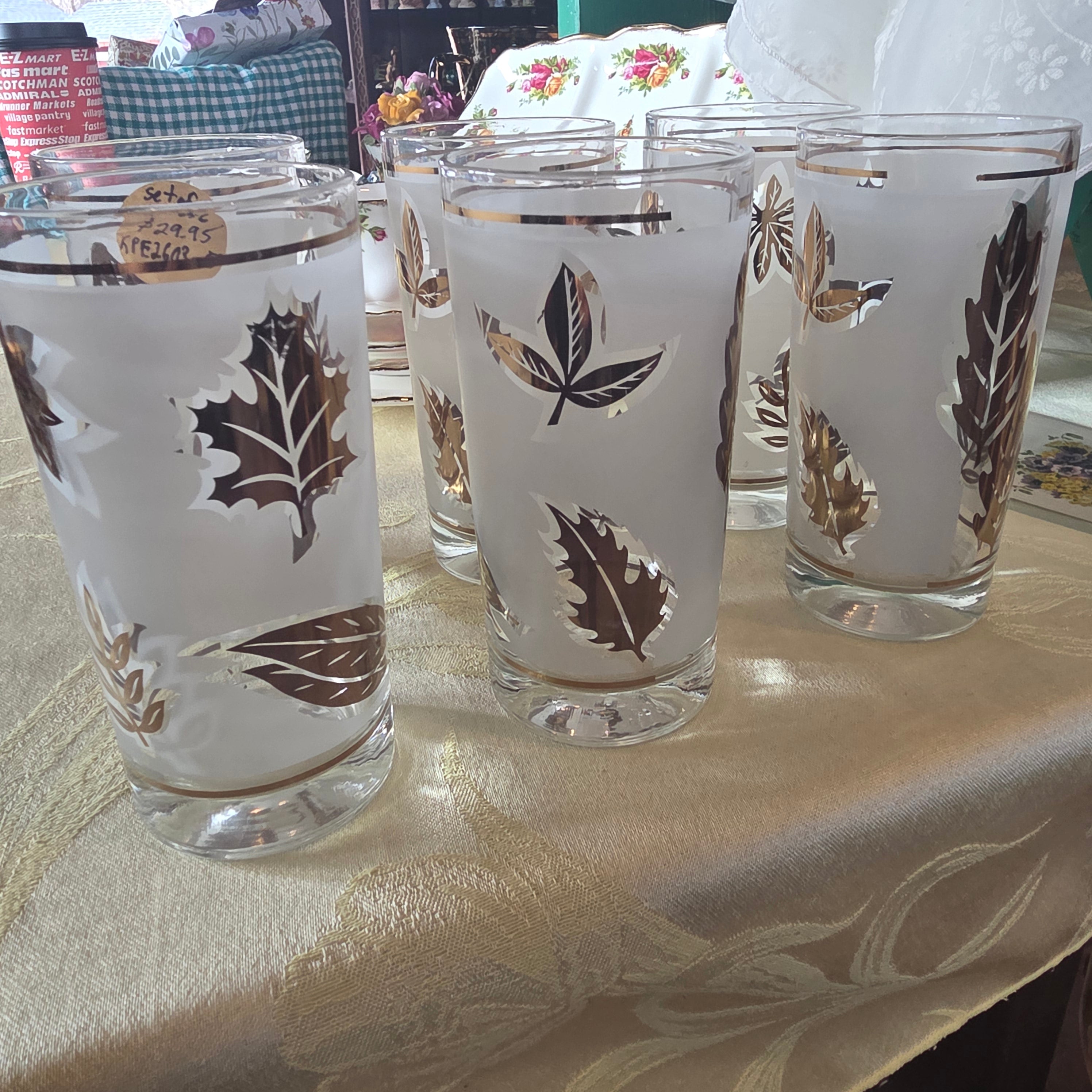 Continental Gold leaf tumbers set of 6 MCM